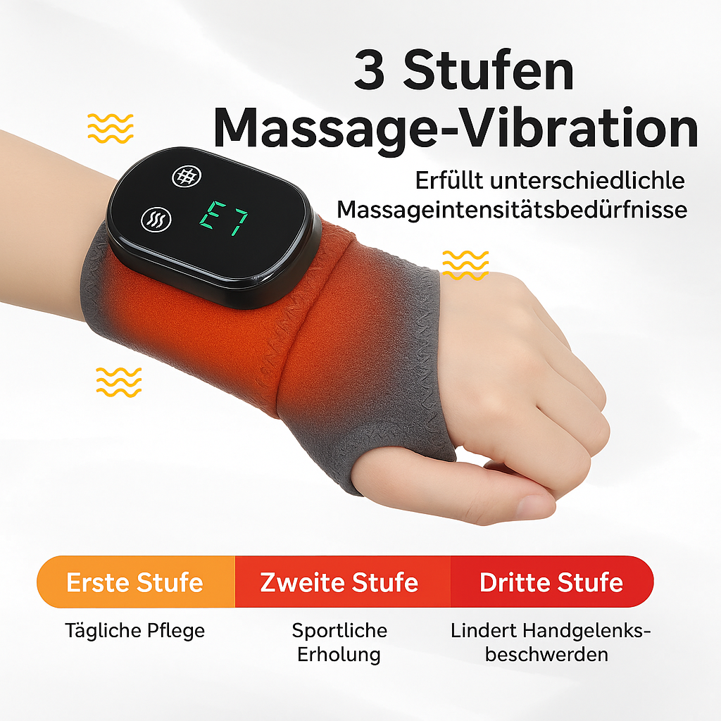 Elektrische Handgelenk-Heizbandage – Handgelenkstütze mit elektrischer Vibrationsmassage, Wärmefunktion, heißer Kompression gegen Arthritis