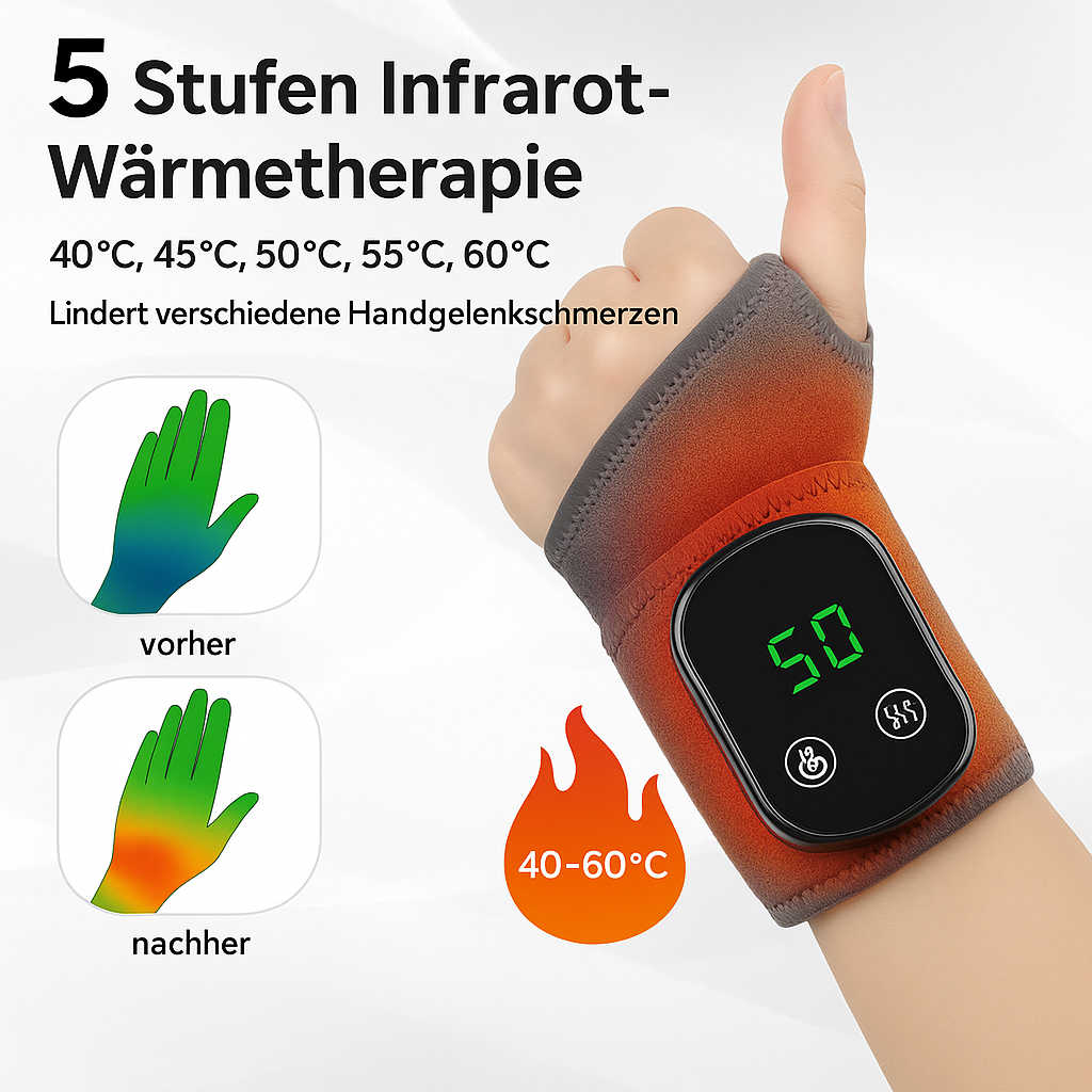 Elektrische Handgelenk-Heizbandage – Handgelenkstütze mit elektrischer Vibrationsmassage, Wärmefunktion, heißer Kompression gegen Arthritis