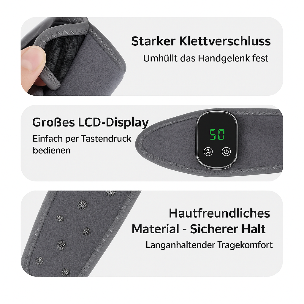 Elektrische Handgelenk-Heizbandage – Handgelenkstütze mit elektrischer Vibrationsmassage, Wärmefunktion, heißer Kompression gegen Arthritis