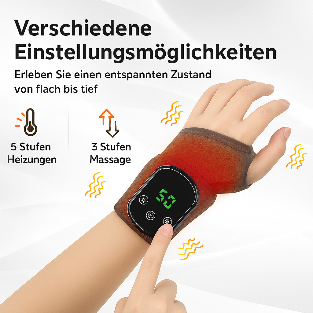 Elektrische Handgelenk-Heizbandage – Handgelenkstütze mit elektrischer Vibrationsmassage, Wärmefunktion, heißer Kompression gegen Arthritis