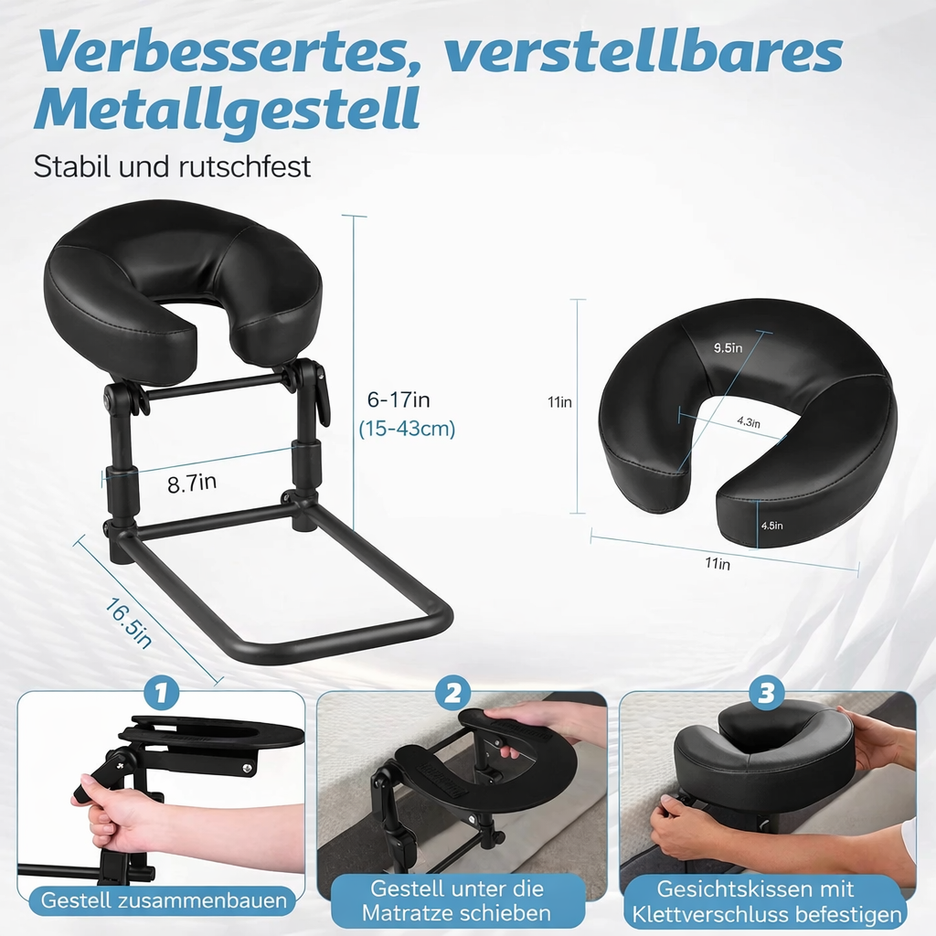 Massage-Kopfstütze fürs Bett, verstellbarer Massageaufsatz für Matratzen, Kissen für Bauchlage nach Augen-OP